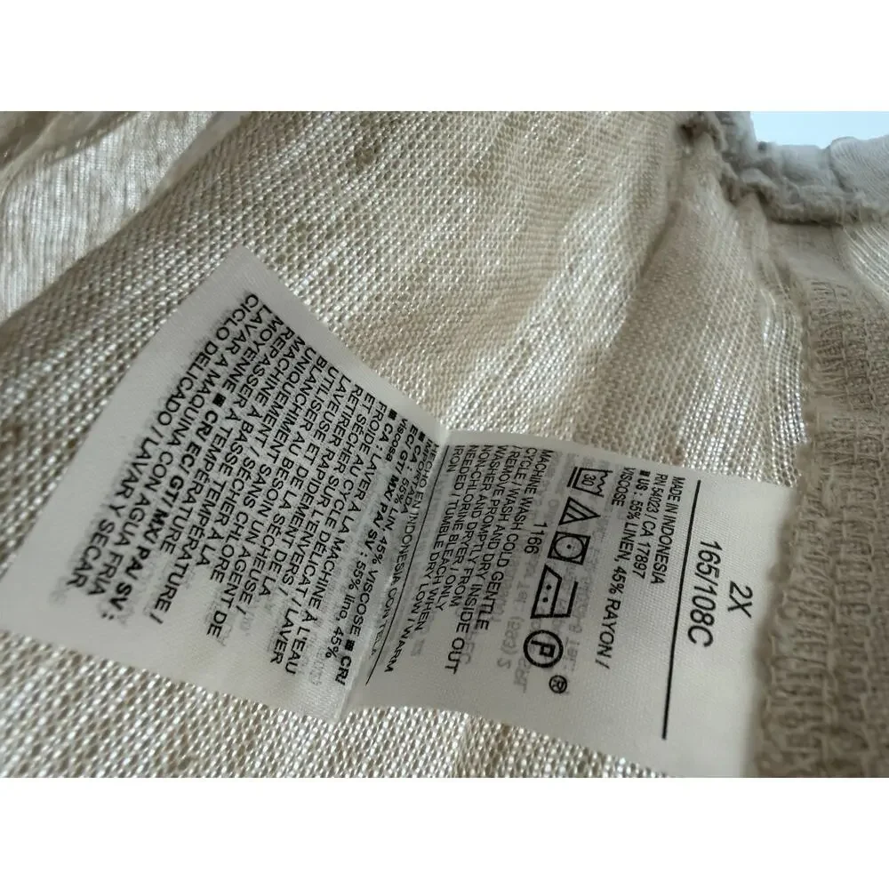 Old Navy 2X Beige Linen Blend Wrap Skort Pull On Shorts Skirt Plus Size